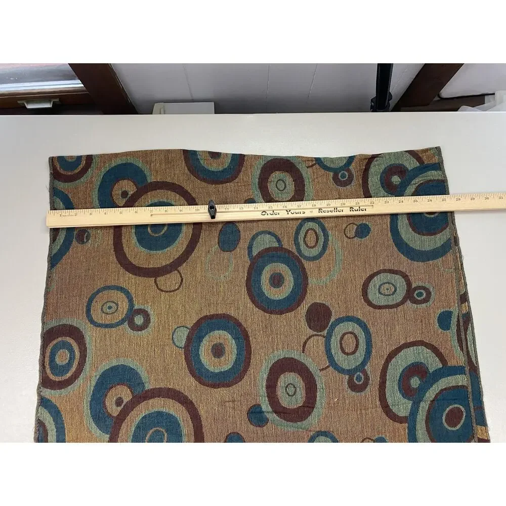 Pashmina Cashmere Silk Scarf Brown Teal Geometric Circles Wrap 64